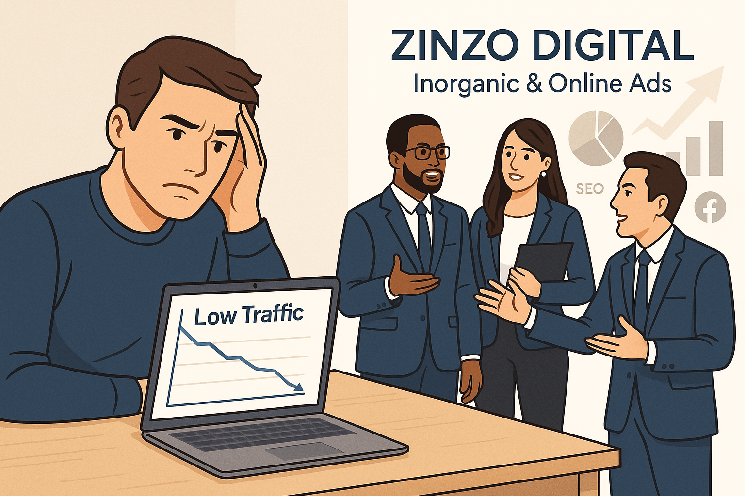 Before and after traffic boost Zinzo Digital case study